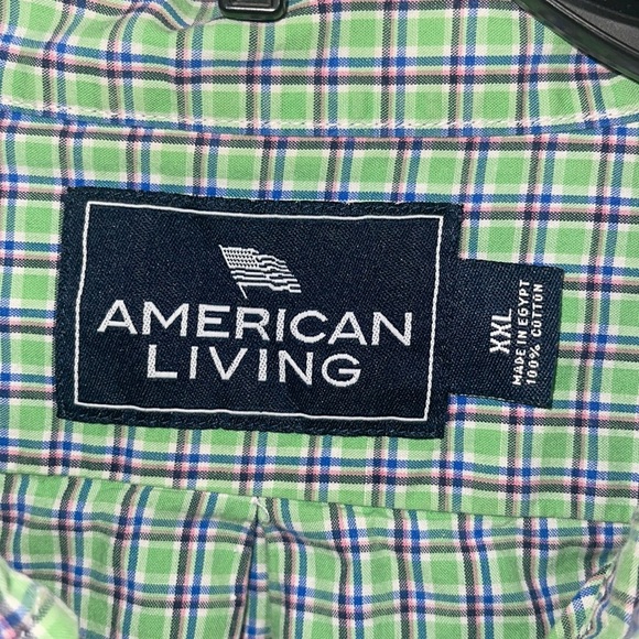 American Living Button Down Long Sleeve Mens SzXXL Striped Shirt Blue and green - Picture 2 of 4
